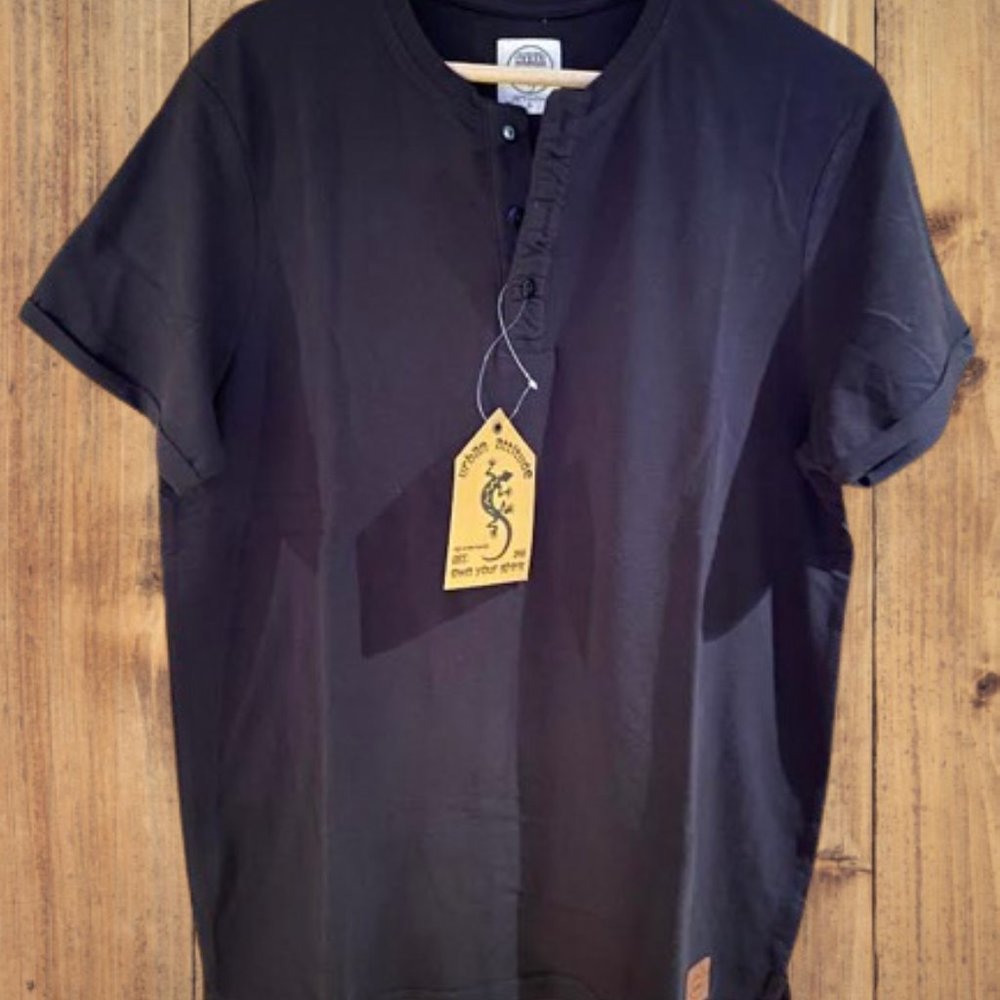 Cotton Pique Mens Henley. Free shipping